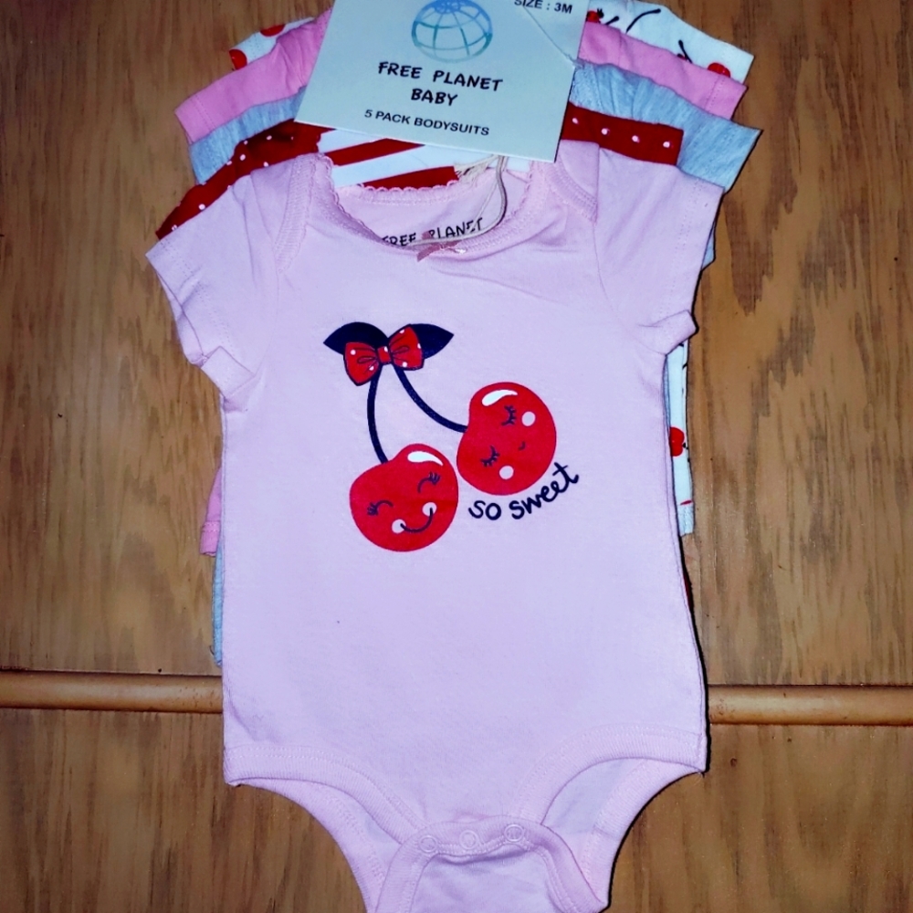 FREE PLANET BABY 5 PACK BODYSUITS